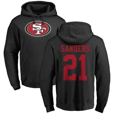 Black Men's Deion Sanders San Francisco 49ers Pro Line Logo Pullover Hoodie