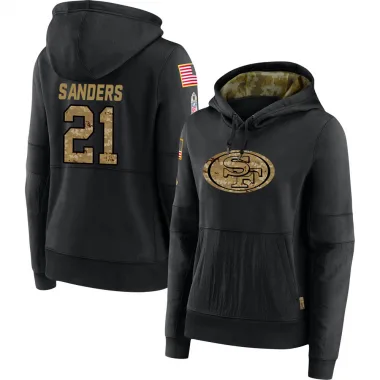 Black Women's Deion Sanders San Francisco 49ers 2020 Salute to Service Sideline Performance Pullover Hoodie