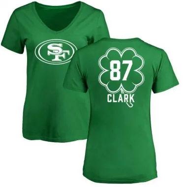 Green Women's Dwight Clark San Francisco 49ers St. Patrick's Day V-Neck T-Shirt