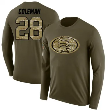 Olive Men's Tevin Coleman San Francisco 49ers Salute to Service Sideline Long Sleeve T-Shirt