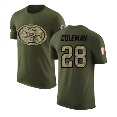 Olive Men's Tevin Coleman San Francisco 49ers Salute to Service T-Shirt