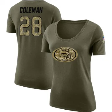 Olive Women's Tevin Coleman San Francisco 49ers Salute to Service Scoop Neck T-Shirt