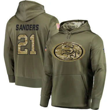 Olive Youth Deion Sanders San Francisco 49ers Salute to Service Pullover Hoodie