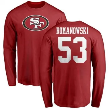 Red Men's Bill Romanowski San Francisco 49ers Logo Long Sleeve T-Shirt -