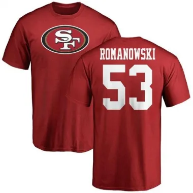 Red Men's Bill Romanowski San Francisco 49ers Logo T-Shirt -