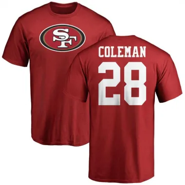 Red Men's Tevin Coleman San Francisco 49ers Logo T-Shirt -