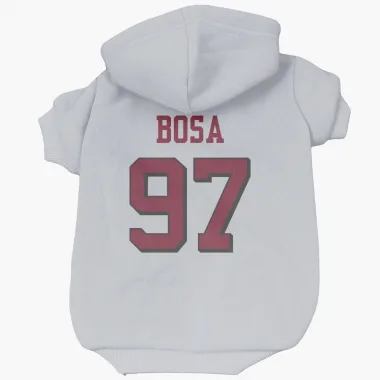 White San Francisco 49ers Nick Bosa   Rush Dog & Cat Pet Hoodie